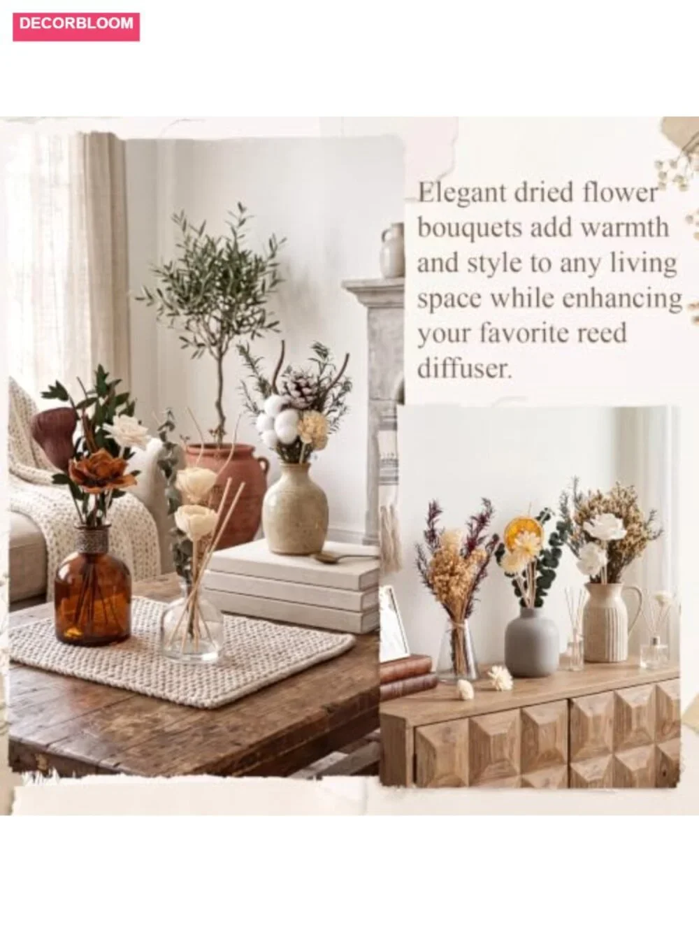 Reed Diffuser Sticks Flowers Set of 15 Natural Rattan Home Fragrance Decor